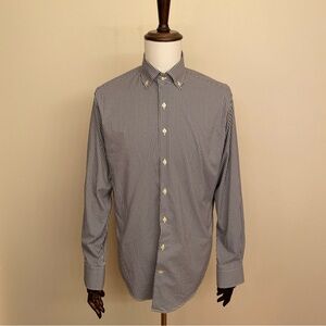 Peter Millar Men’s Medium Button up Shirt Summer Comfort Black White Check L/S